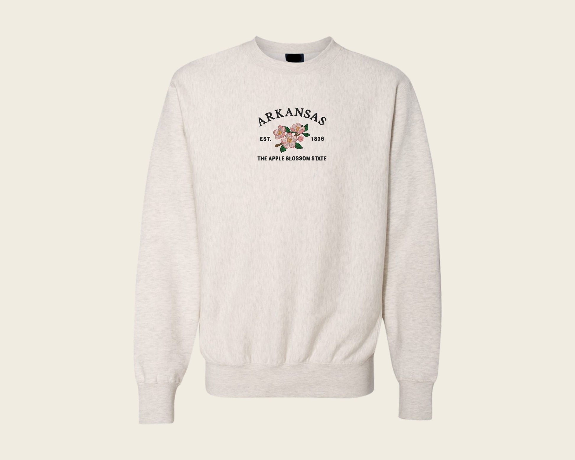 Embroidered Arkansas Apple Blossom Crew