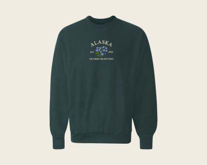 Embroidered Alaska Forget-Me-Not Crew