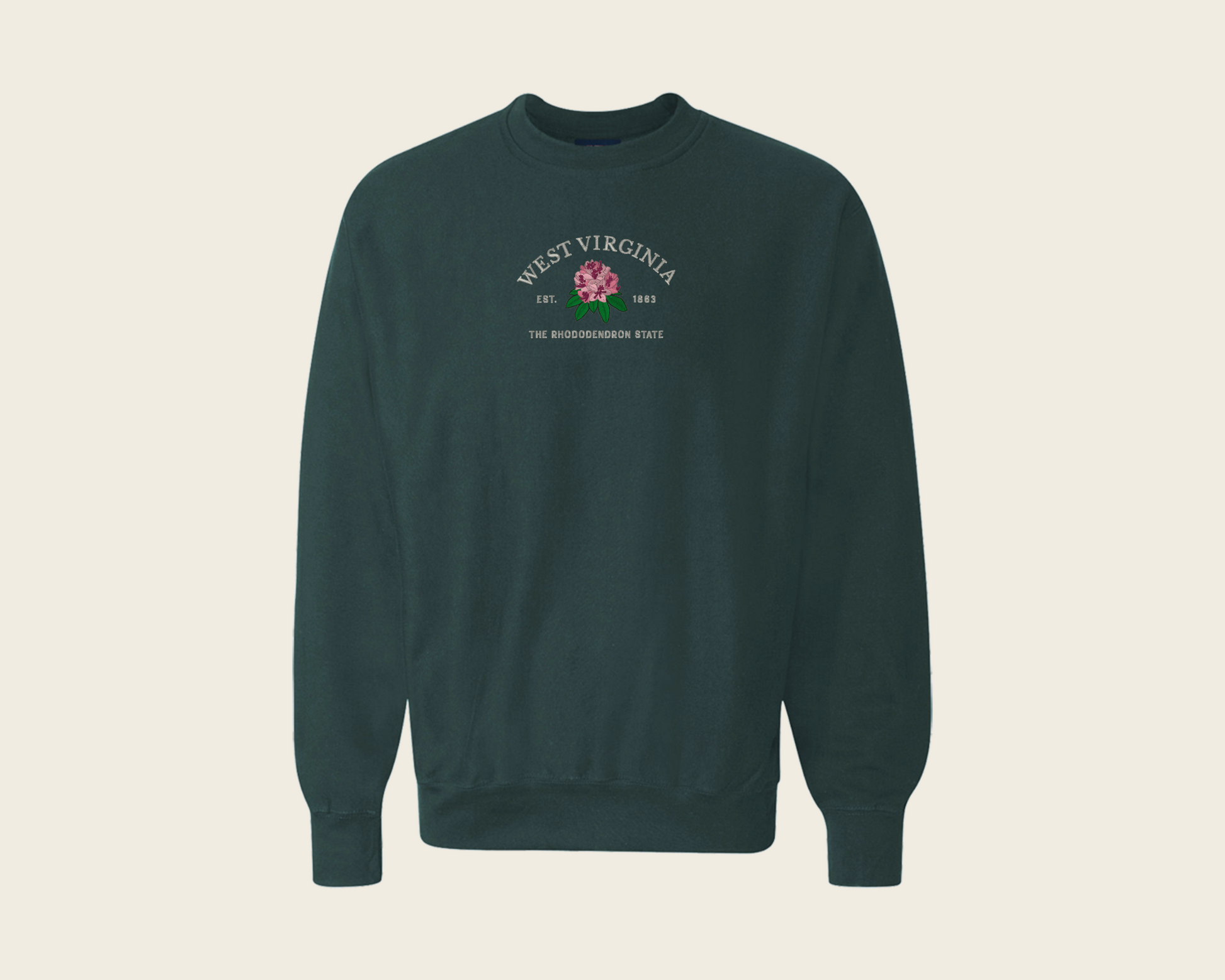 Embroidered West Virginia Rhododendron Crew