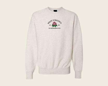 Embroidered West Virginia Rhododendron Crew