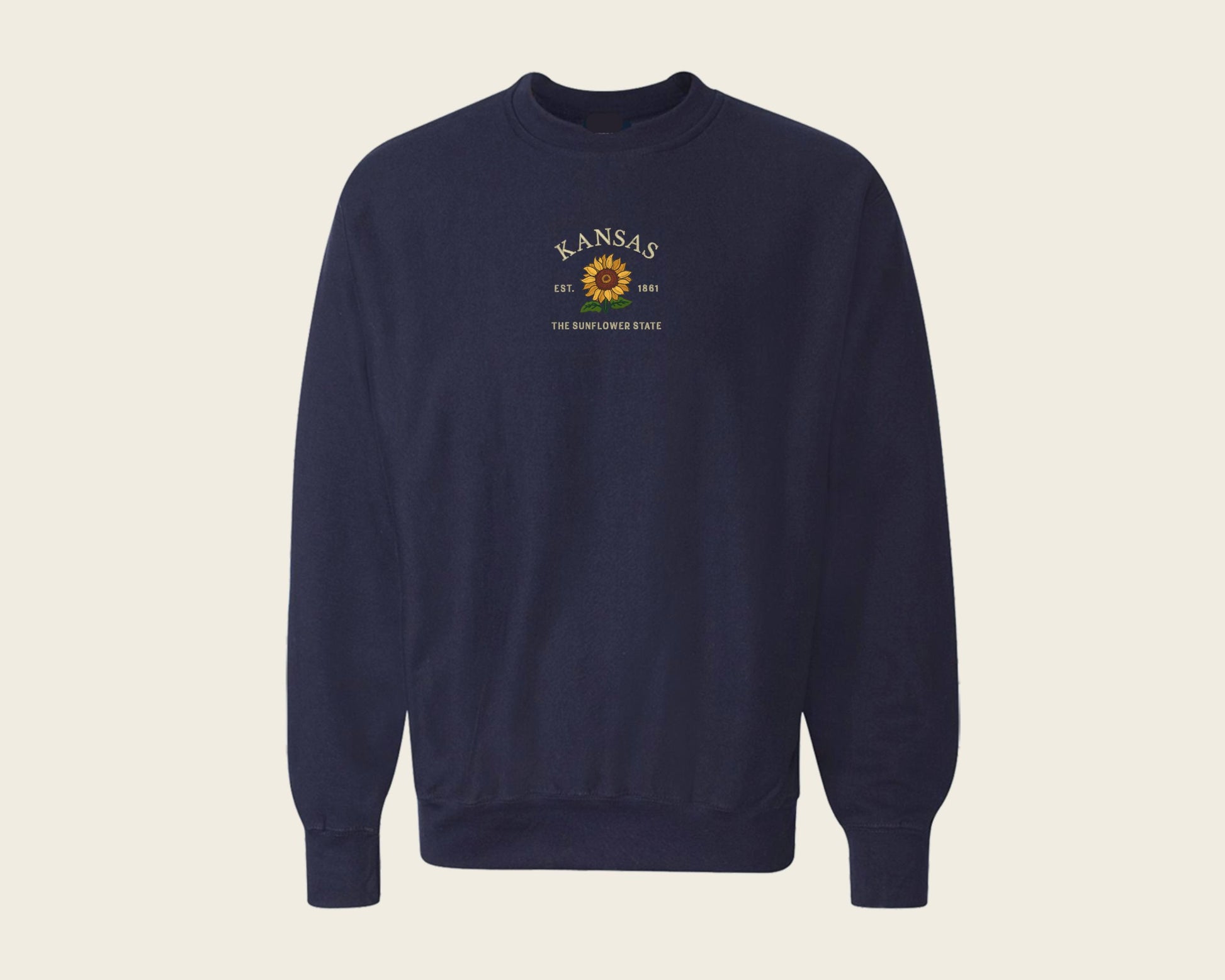 Embroidered Kansas Sunflower Crew