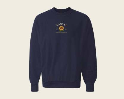 Embroidered Kansas Sunflower Crew