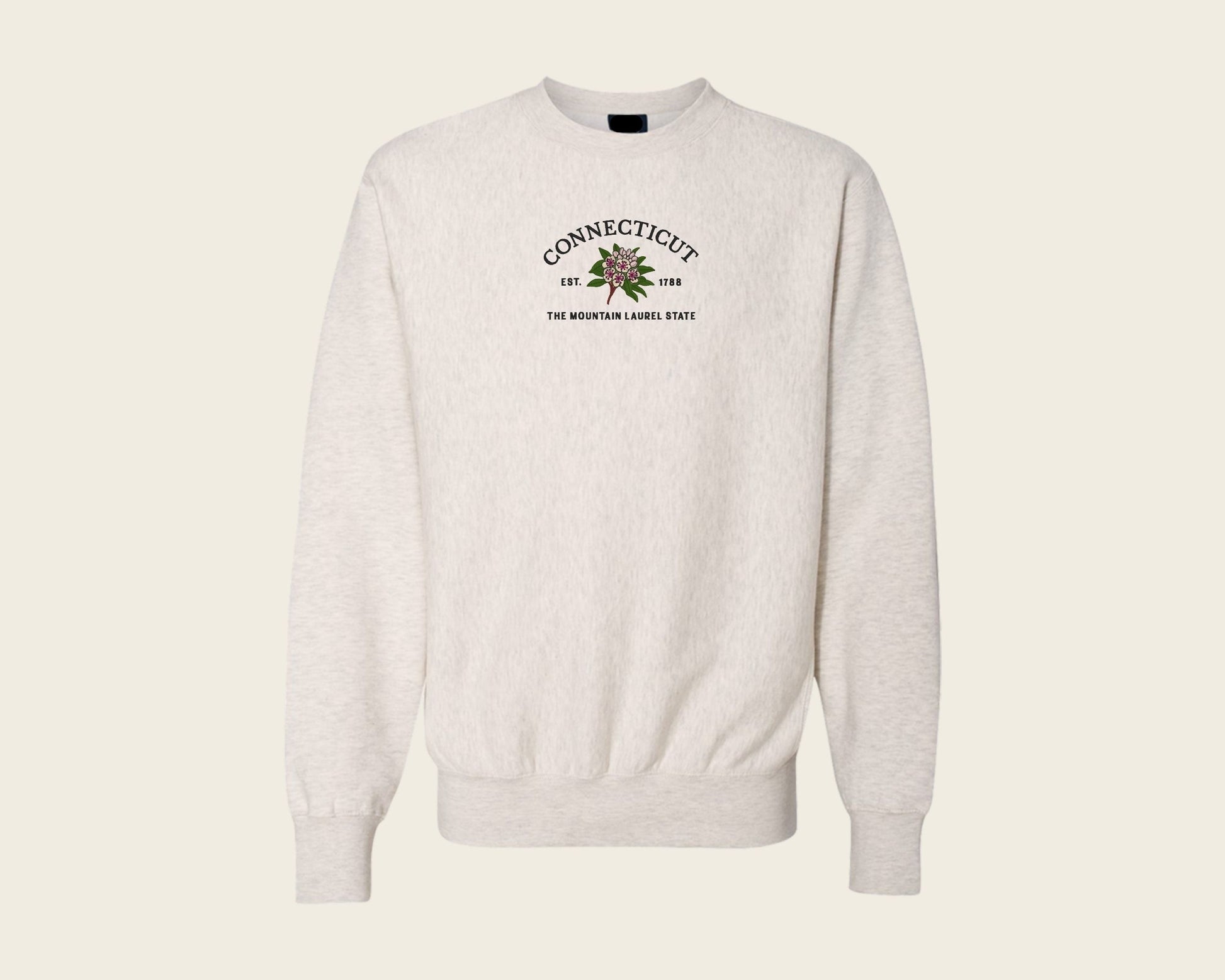 Embroidered Connecticut Mountain Laurel Crew