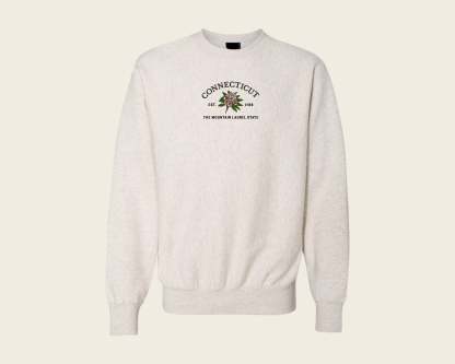 Embroidered Connecticut Mountain Laurel Crew