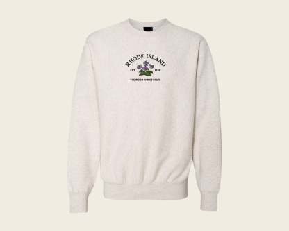 Embroidered Rhode Island Wood Violet Crew