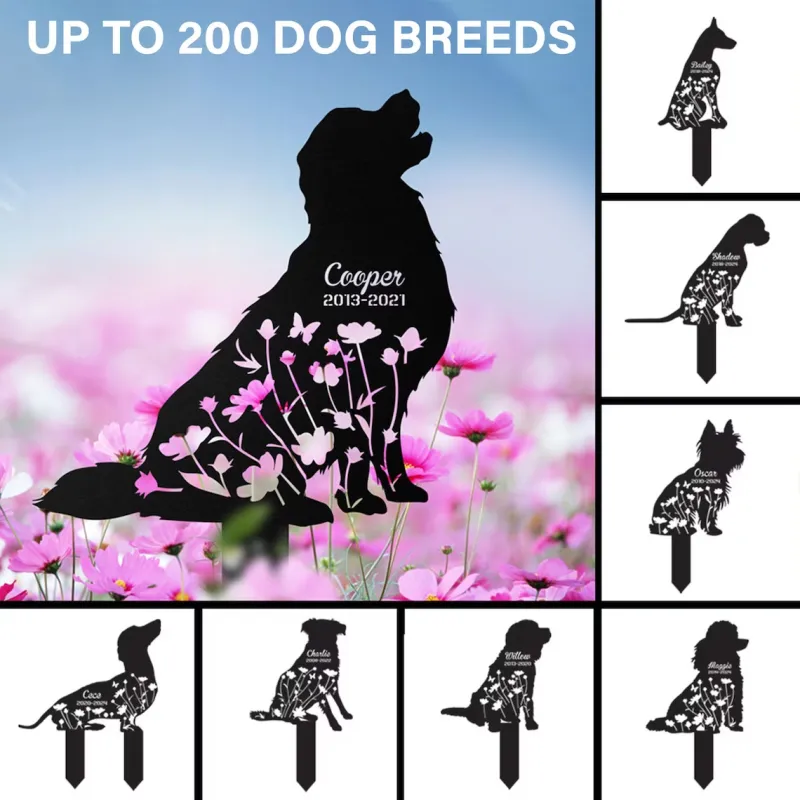 Custom Floral Dog Memorial Metal Garden Stake, Dog Lovers Metal Yard Sign