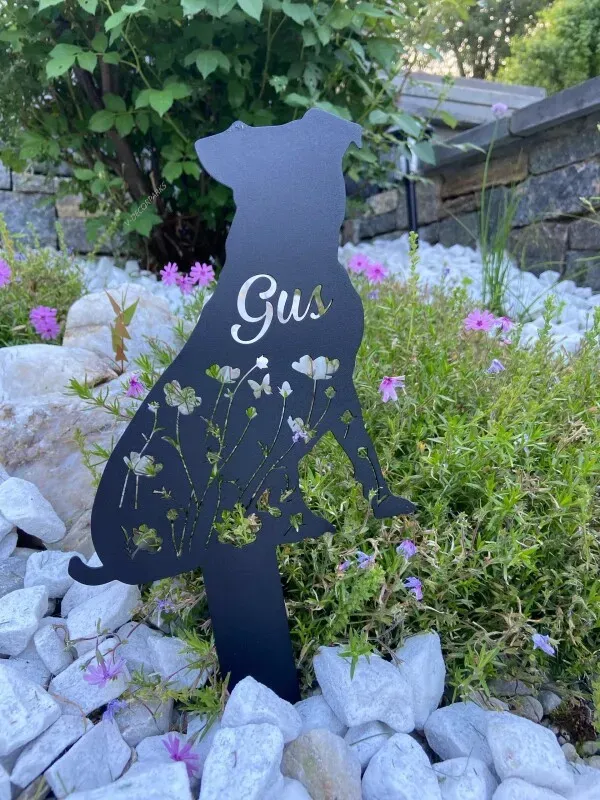 Custom Floral Dog Memorial Metal Garden Stake, Dog Lovers Metal Yard Sign