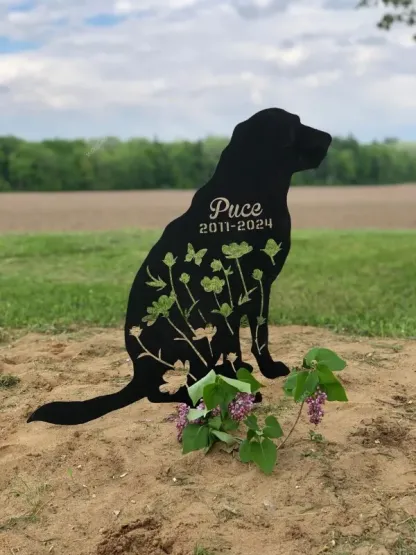 Custom Floral Dog Memorial Metal Garden Stake, Dog Lovers Metal Yard Sign