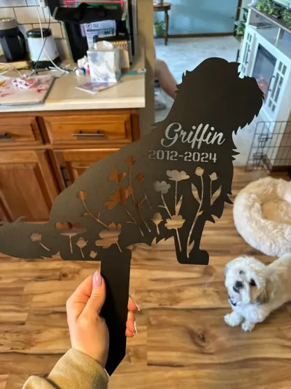 Custom Floral Dog Memorial Metal Garden Stake, Dog Lovers Metal Yard Sign