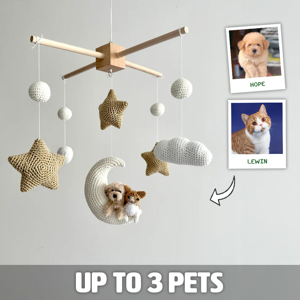Custom Pet Moon Brown Crochet Pet Nursery Baby Mobile