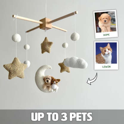 Custom Pet Moon Brown Crochet Pet Nursery Baby Mobile