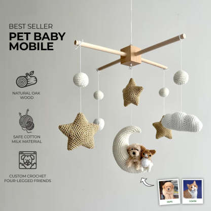 Custom Pet Moon Brown Crochet Pet Nursery Baby Mobile