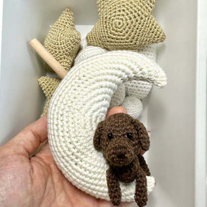 Custom Pet Moon Brown Crochet Pet Nursery Baby Mobile
