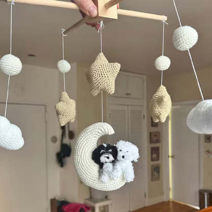 Custom Pet Moon Brown Crochet Pet Nursery Baby Mobile
