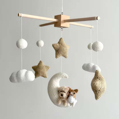 Custom Pet Moon Brown Crochet Pet Nursery Baby Mobile