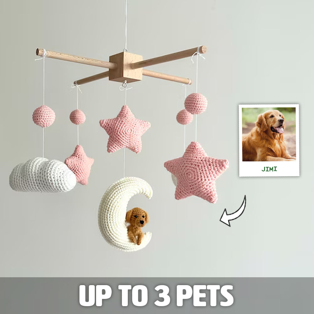 Custom Pet Moon Pink Crochet Pet Nursery Baby Mobile