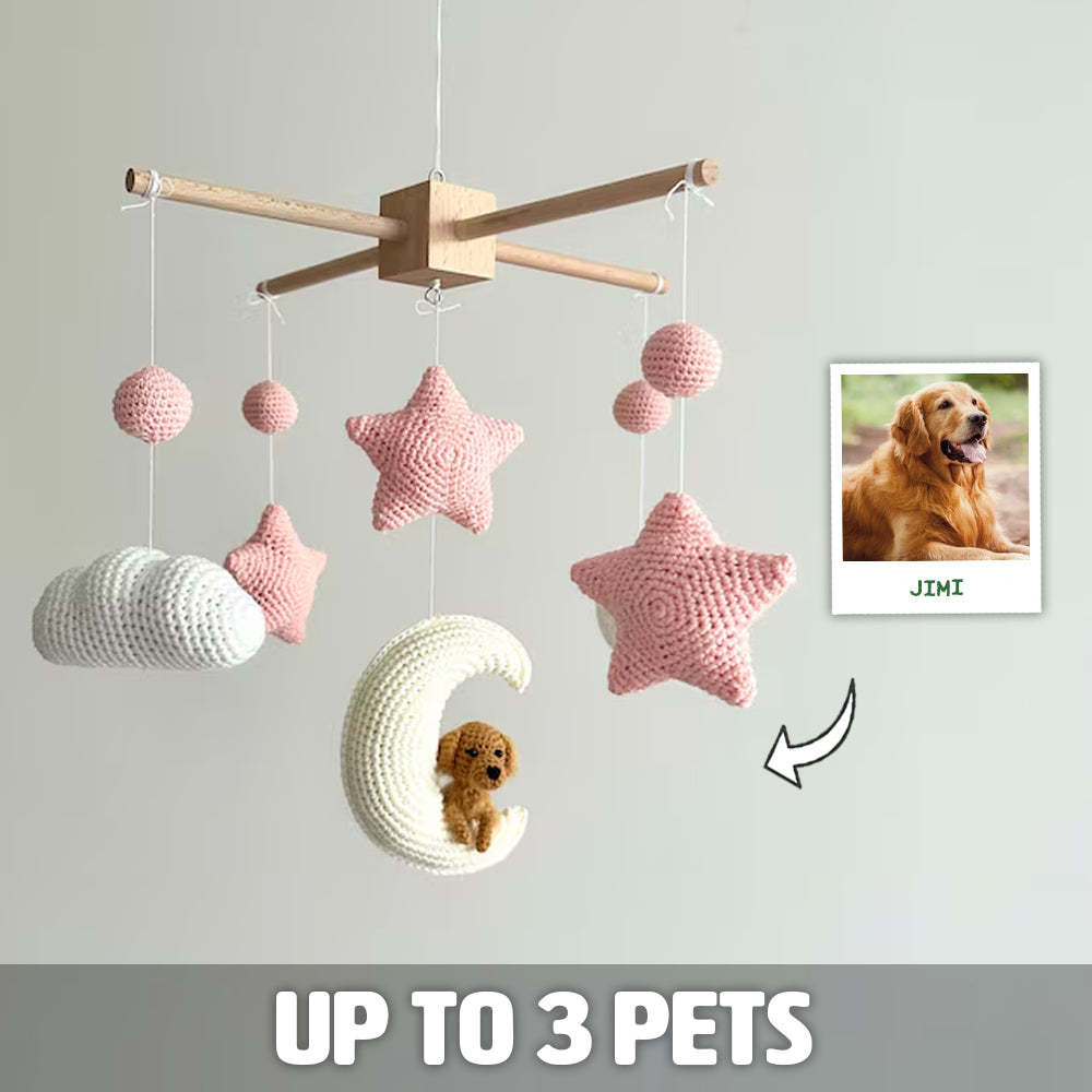 Custom Pet Moon Pink Crochet Pet Nursery Baby Mobile