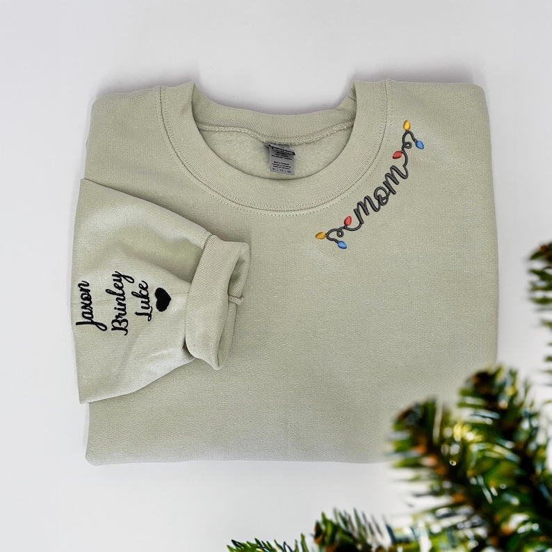 Personalized Mama Christmas Embroidered Hoodie with Kid Name