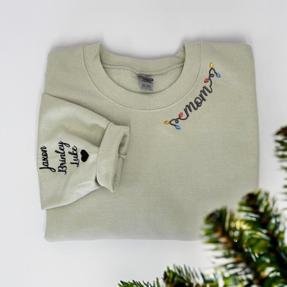 Personalized Mama Christmas Embroidered Hoodie with Kid Name