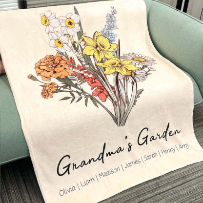 Customized Birth Flower Family Bouquet Blanket