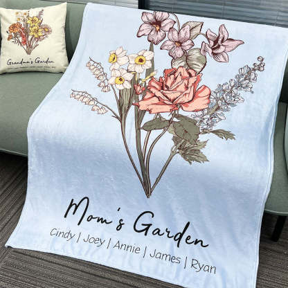 Customized Birth Flower Family Bouquet Blanket