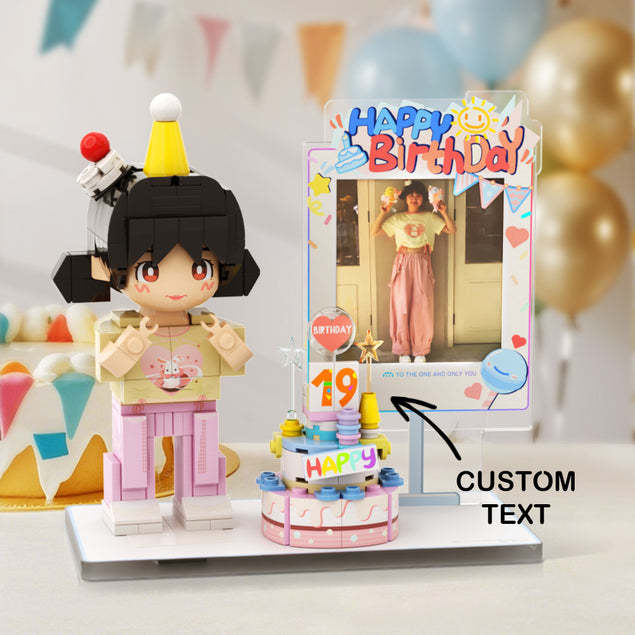 Birthday Girl Full Body Brick Figures Customizable 1 Person Small Particle Block Toy