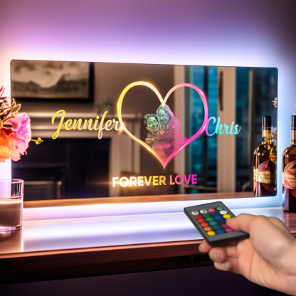 Personalized Heart Photo Name Mirror Light Heart