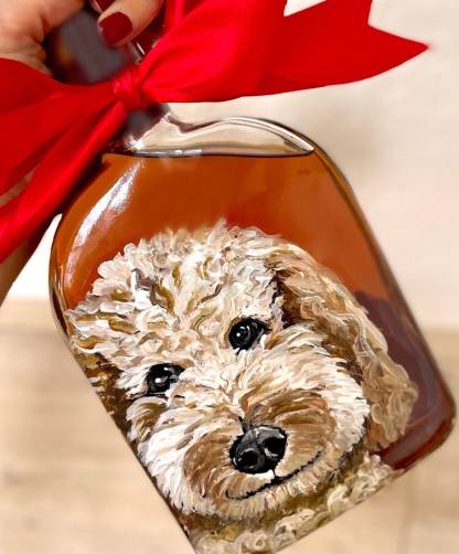 Custom Painted Dog Portrait Whiskey Bottle