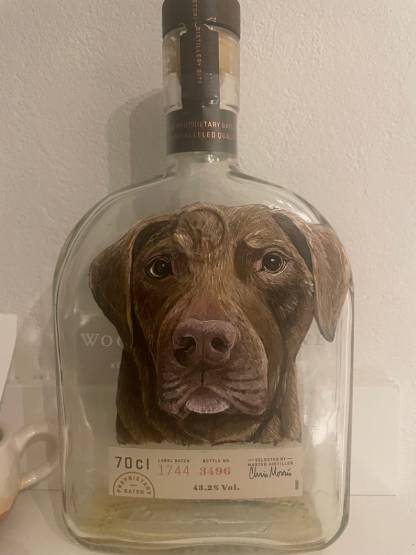 Custom Pet Portrait Painted Whiskey Bottle