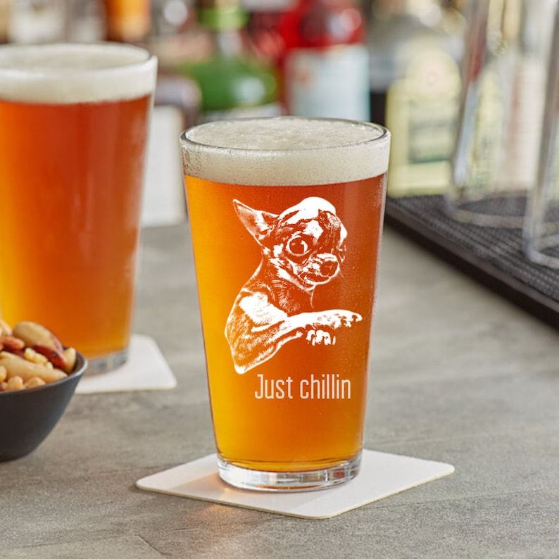 Custom Engraved Pint Glass Pet's Photo