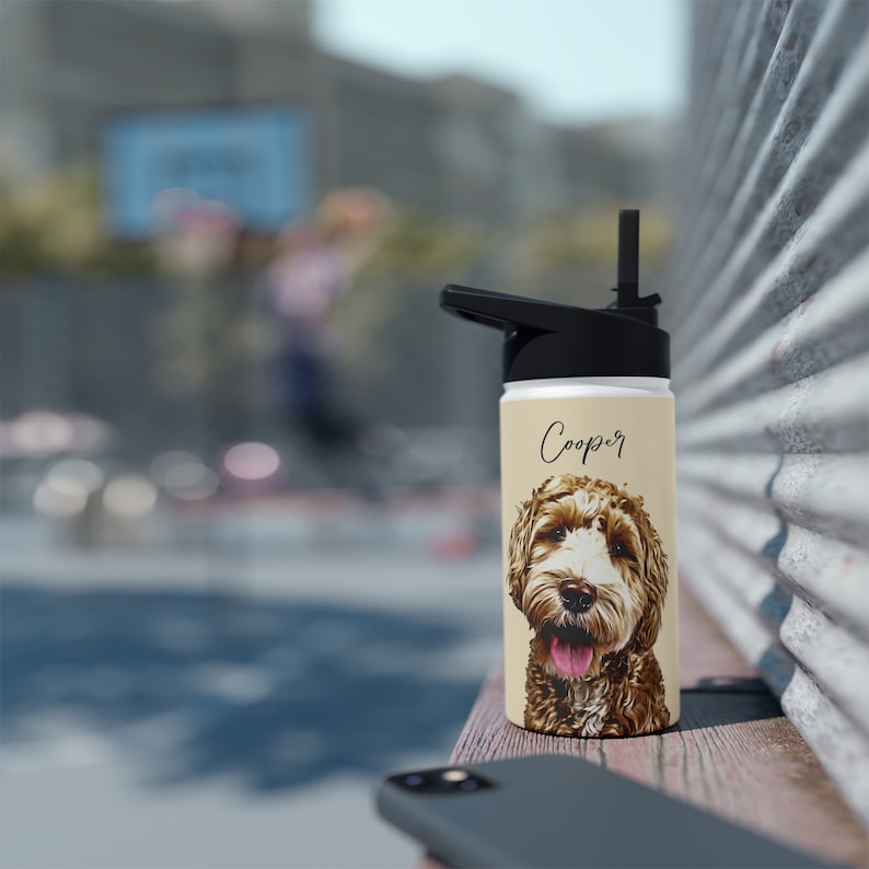 Personalized Pet Portrait Stainless Steel Water Bottle