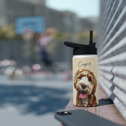 Personalized Pet Portrait Stainless Steel Water Bottle