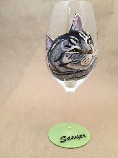 Custom Hand Painted Pet Portrait High Heel Wine Glass
