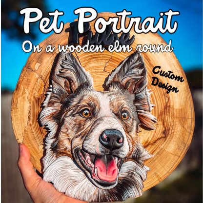 Custom Pet Portrait - On a Live Edge Round 