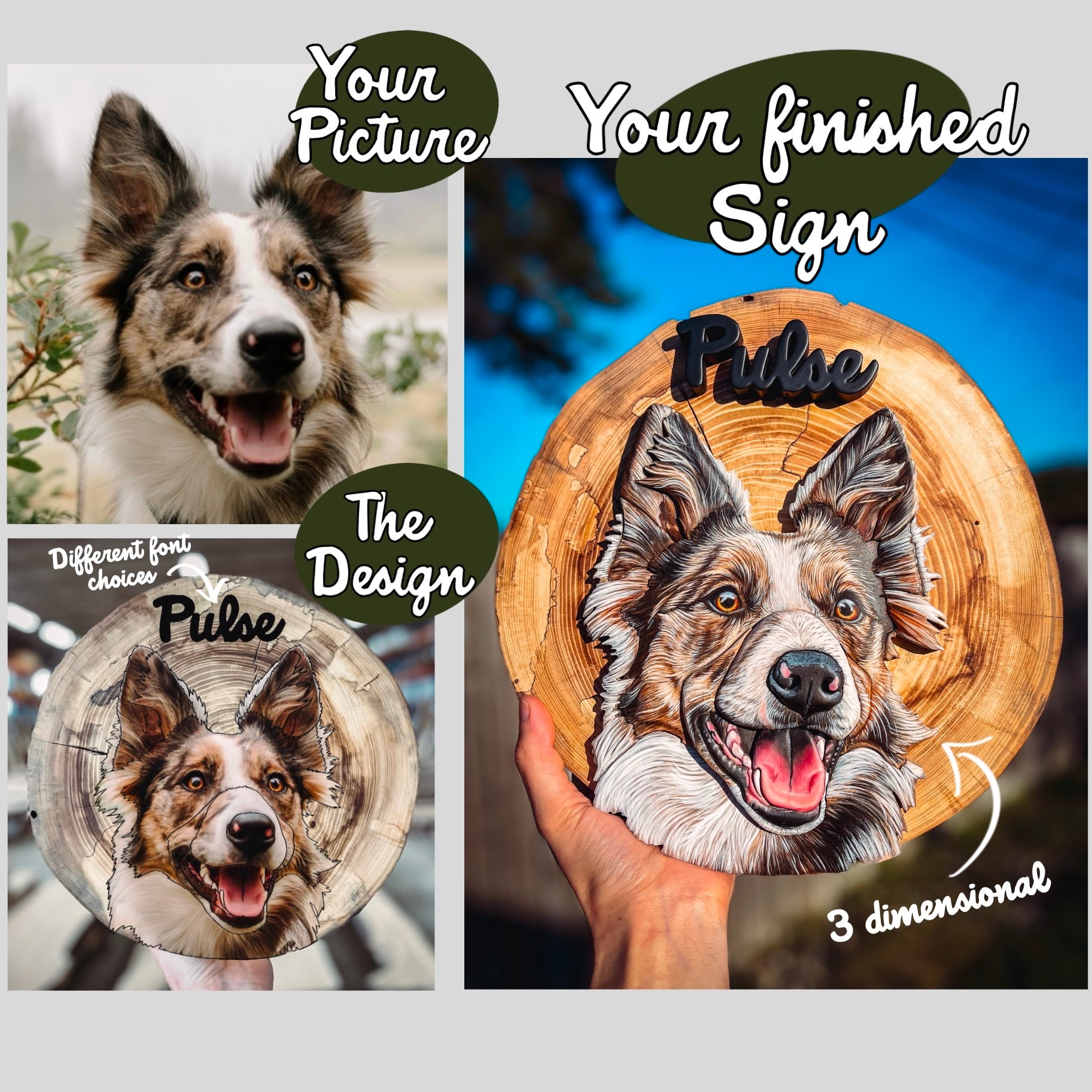 Custom Pet Portrait - On a Live Edge Round 