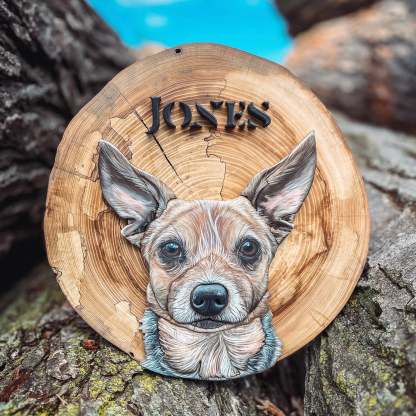 Custom Pet Portrait - On a Live Edge Round 