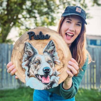 Custom Pet Portrait - On a Live Edge Round 