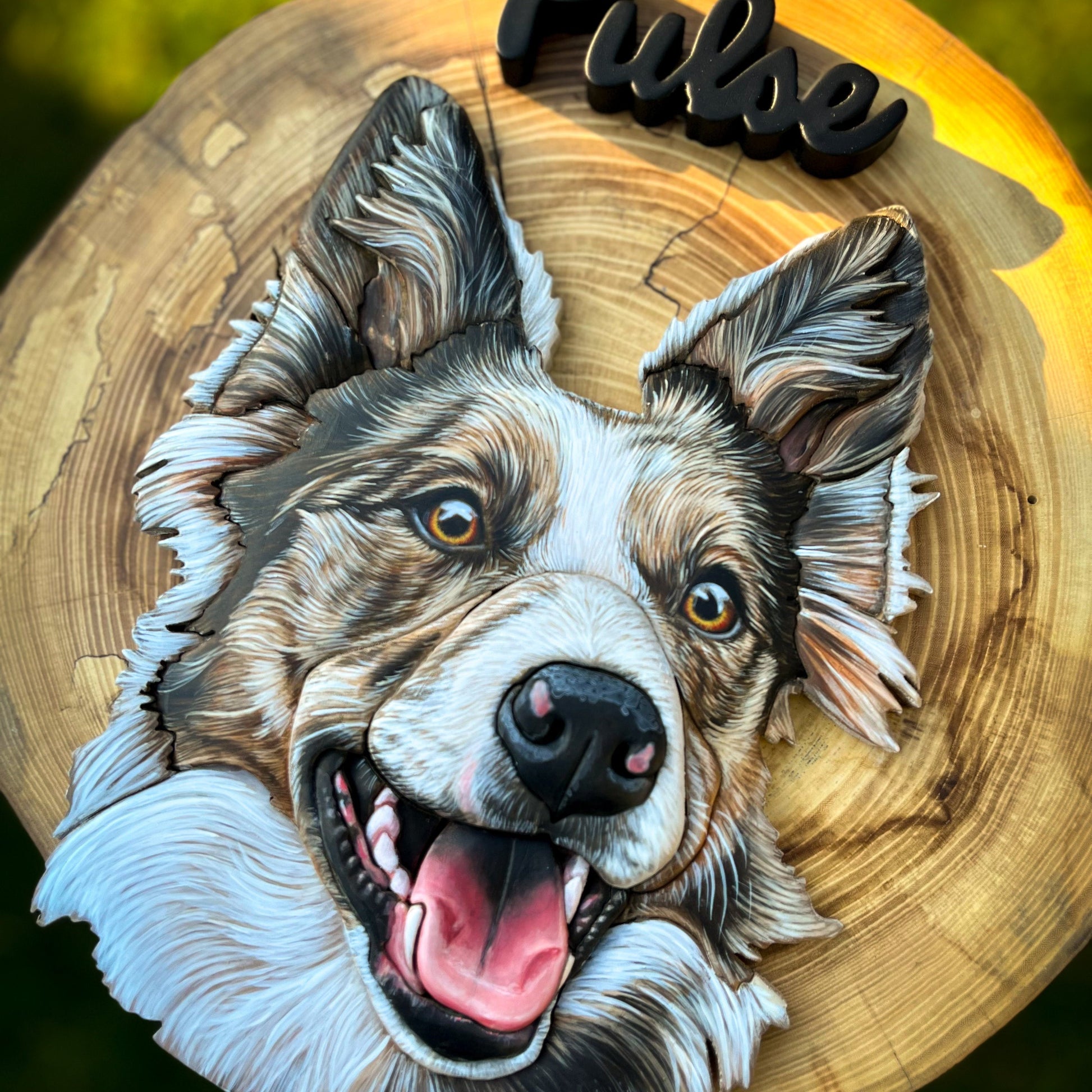 Custom Pet Portrait - On a Live Edge Round 