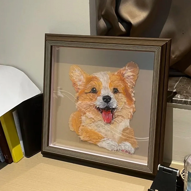 Custom Exquisite Hand-Painted Glass 3D Pet Portraits