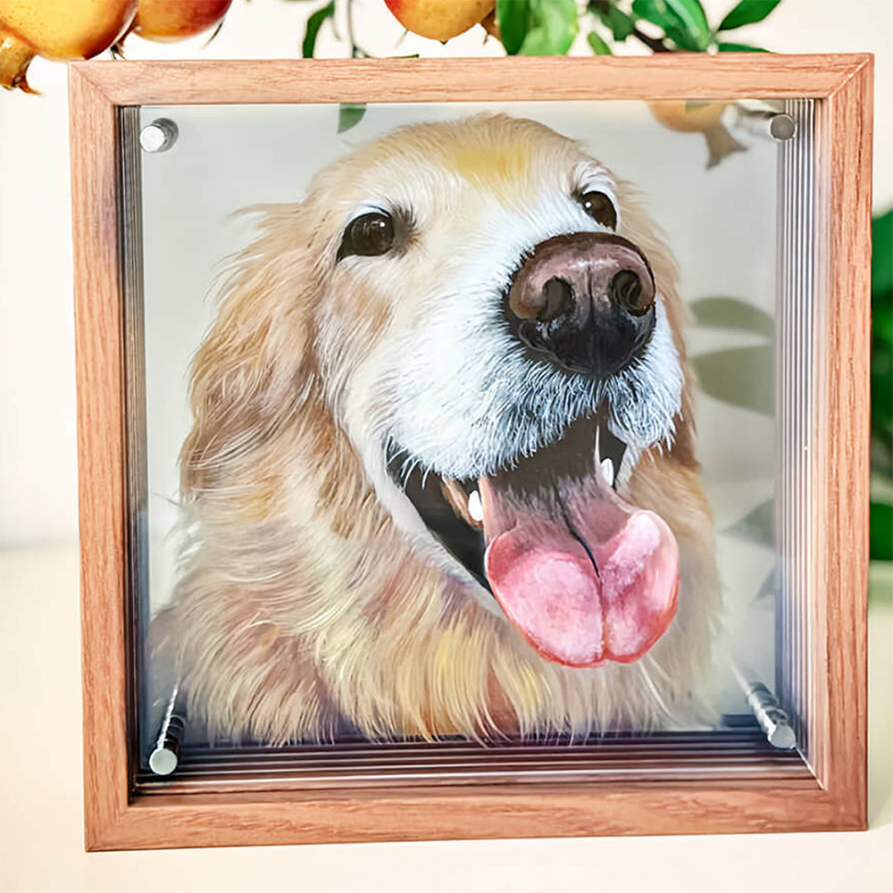 Custom Exquisite Hand-Painted Glass 3D Pet Portraits