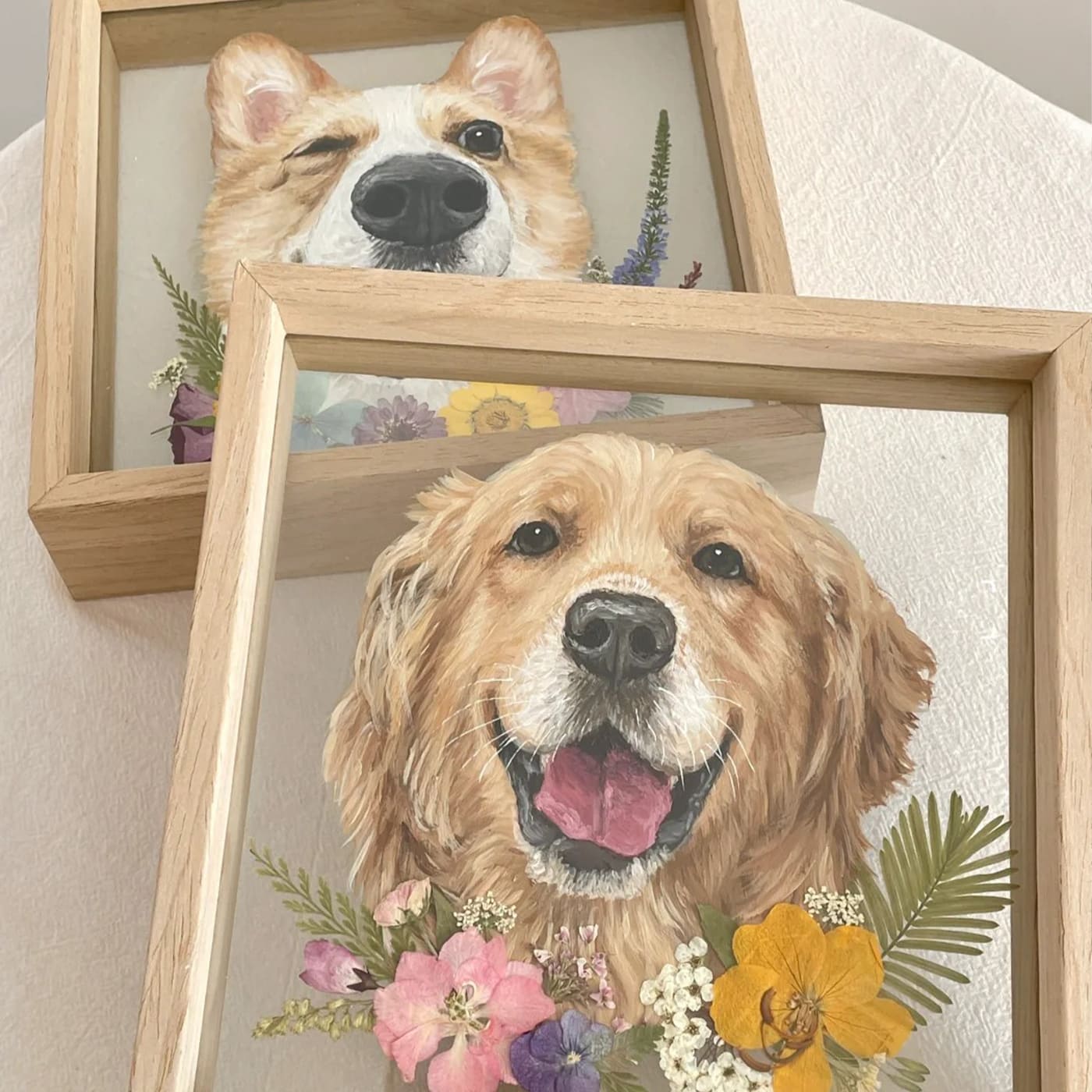 Custom Exquisite Hand-Painted Glass 3D Pet Portraits