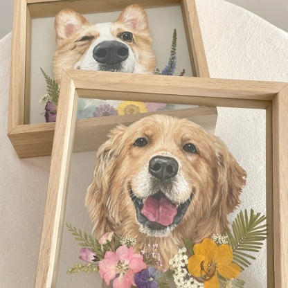 Custom Exquisite Hand-Painted Glass 3D Pet Portraits