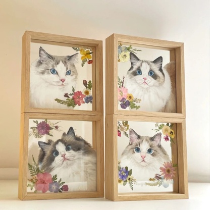 Custom Exquisite Hand-Painted Glass 3D Pet Portraits