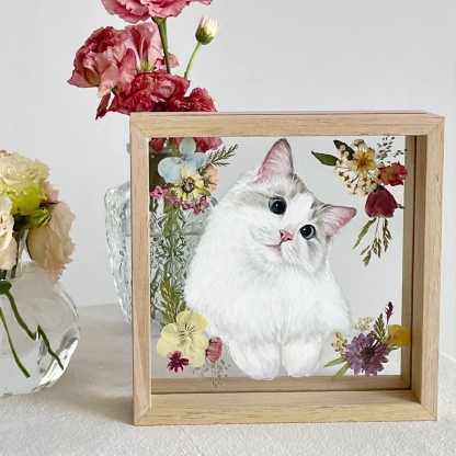 Custom Exquisite Hand-Painted Glass 3D Pet Portraits