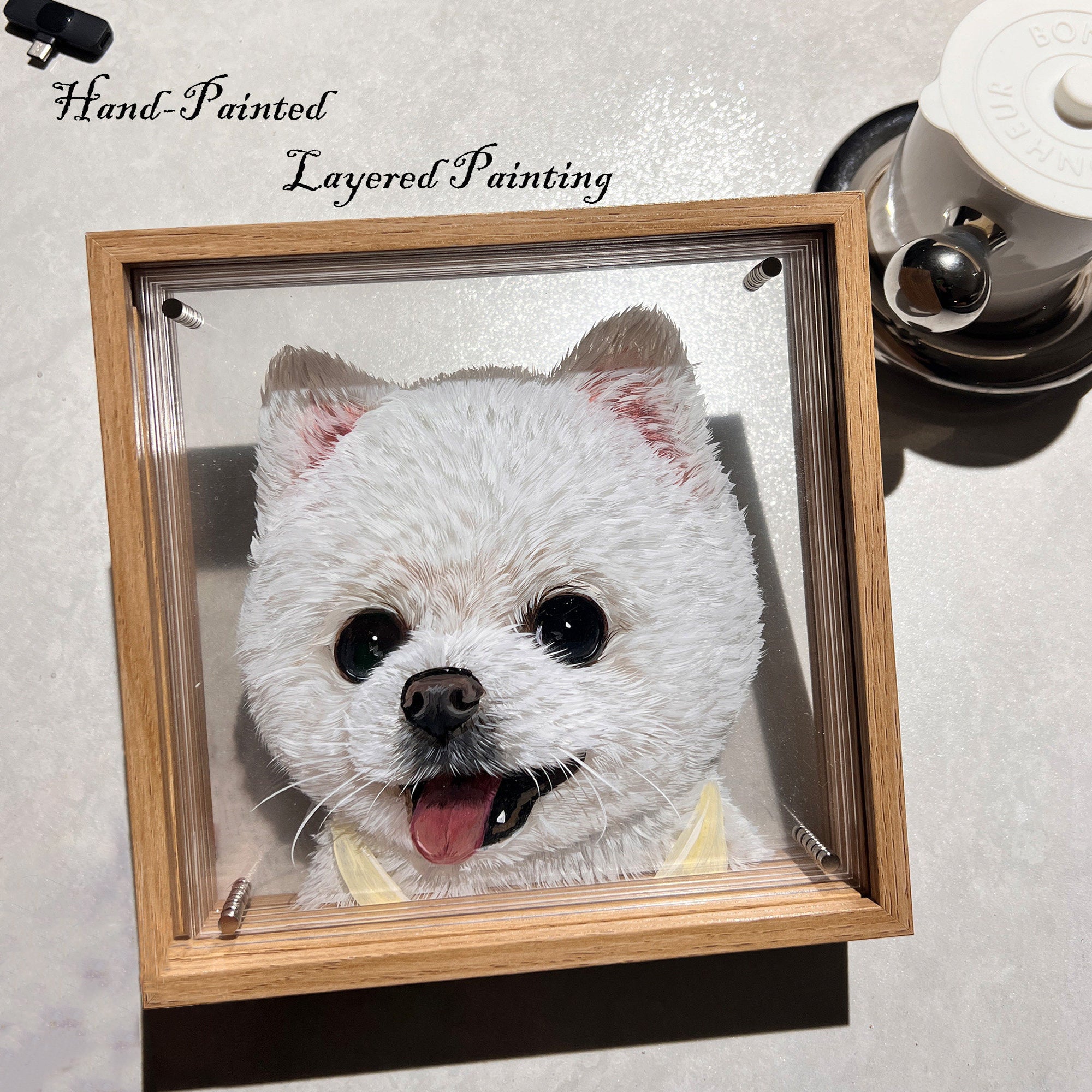 Custom Exquisite Hand-Painted Glass 3D Pet Portraits