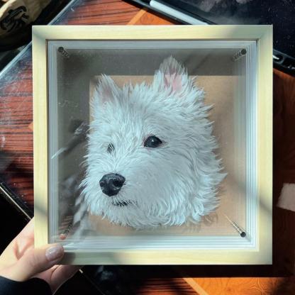 Custom Exquisite Hand-Painted Glass 3D Pet Portraits