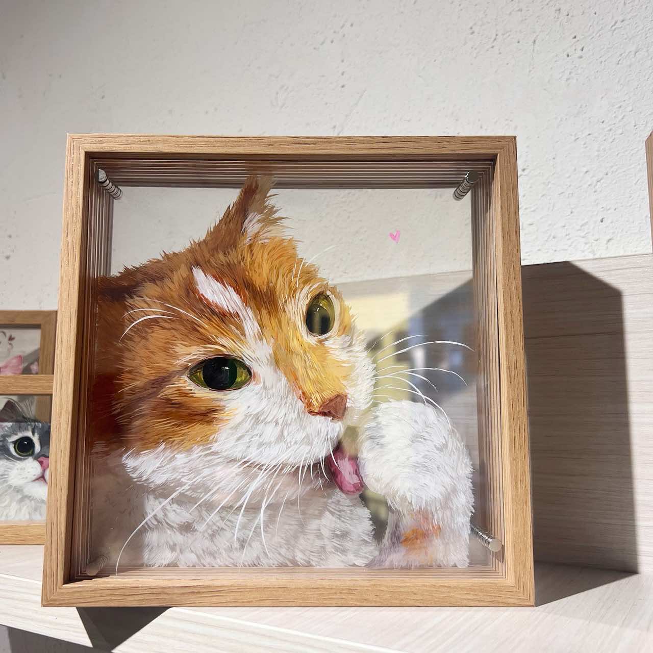 Custom Exquisite Hand-Painted Glass 3D Pet Portraits