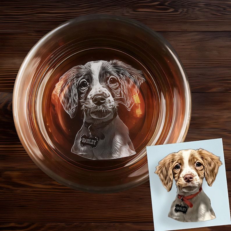 Customized Pet or Dog Photo Etching Whiskey Glass