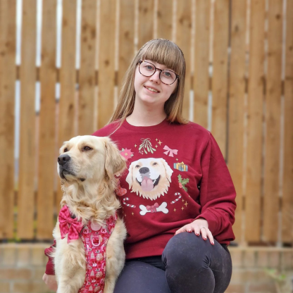Custom Pet Portrait Printed Christmas Sweatshirt