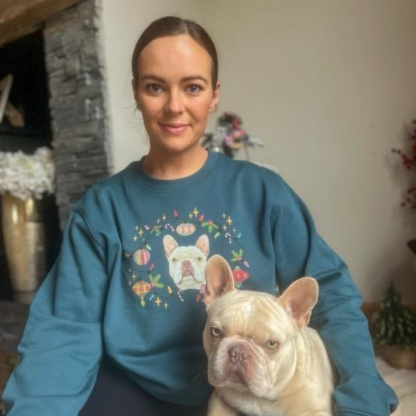 Custom Pet Portrait Printed Christmas Sweatshirt